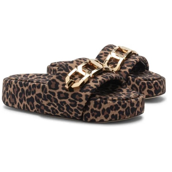 Good American Chain Platform Slide Sandal, Pale Leopard, NIB - Picture 7 of 7